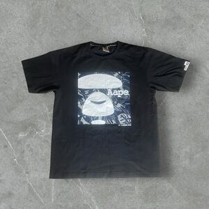 Aape By A Bathing Ape Shirt Mens XL Black Baby‎ Milo Camo Short Sleeve Graphic